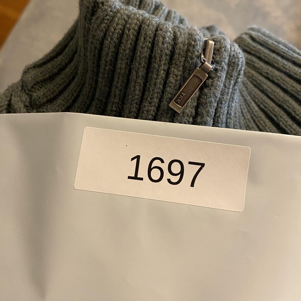 Lands End Sweater Youth Medium 10-12 Green Cotton Cable Knit Quarter Zip Mock - Picture 11 of 11